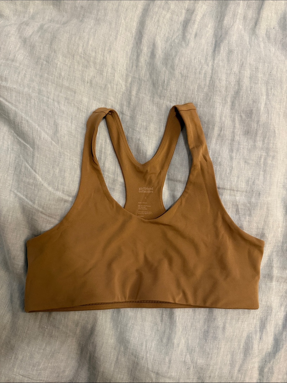 Girlfriend collective Tan Racerback Sports Bra